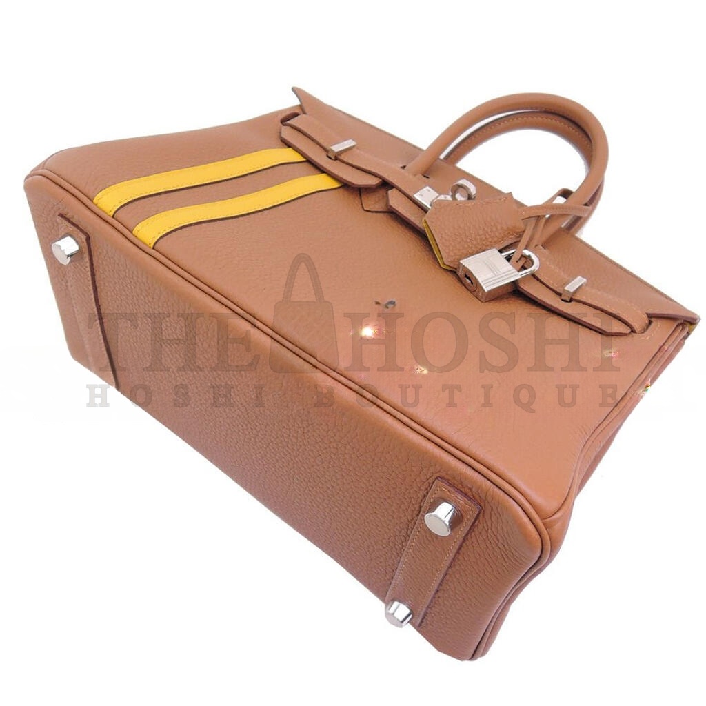 H**me5 BIRKIN 25 TOGO LEATHER GOLDEN BROWN AMBER YELLOW SILVER BUCKLE BAG 1826222107982 (25*20*13cm) Master Quality